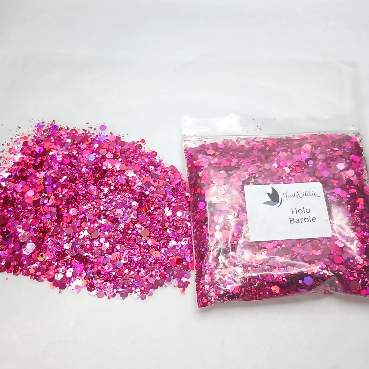 Holo Barbie Vibrant Pink Glitter with Subtle Pink Shift – Eco-Friendly Sparkle