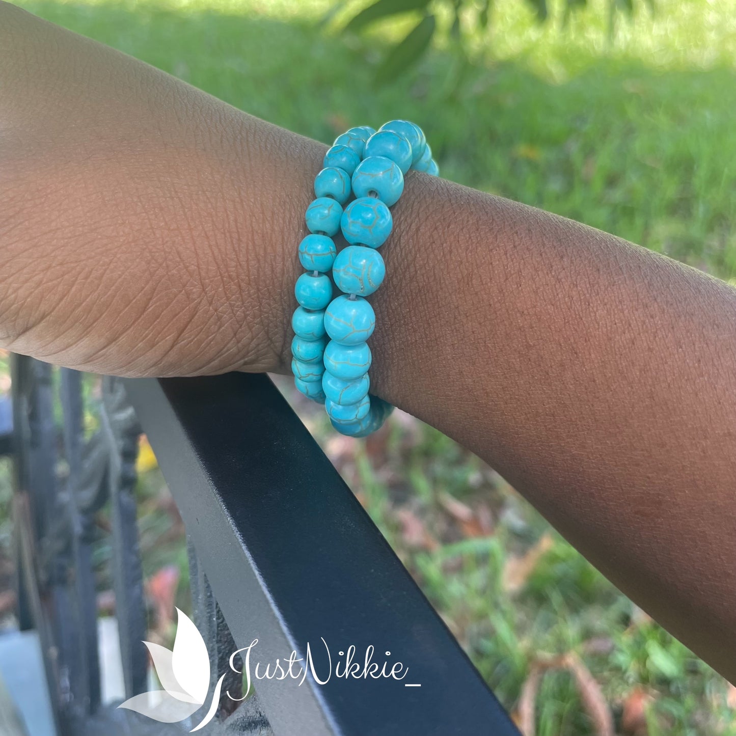Teal Serenade Bracelet | Turquoise Beaded Stretch Bracelet