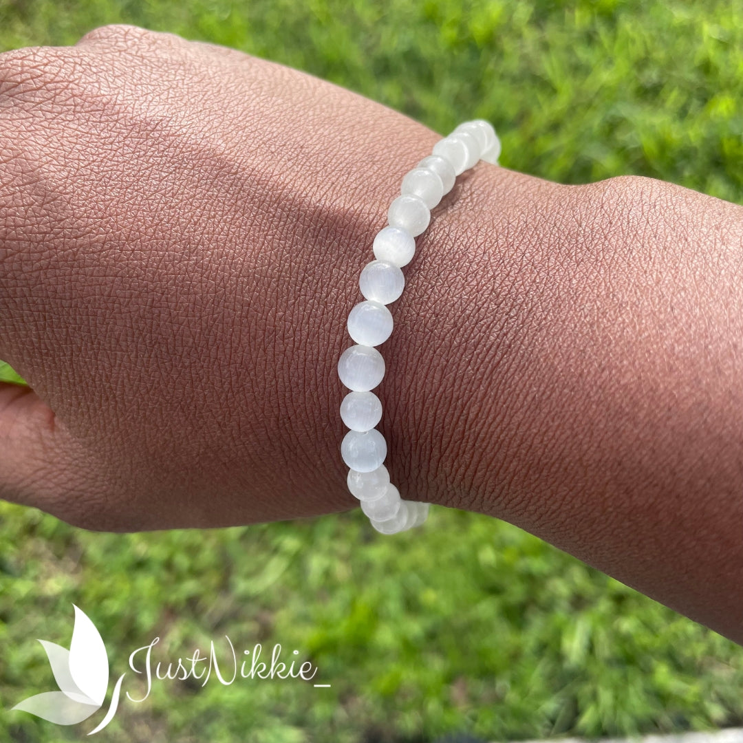 Crystal Radiance Bracelet | Selenite Natural Stone Beaded Bracelet