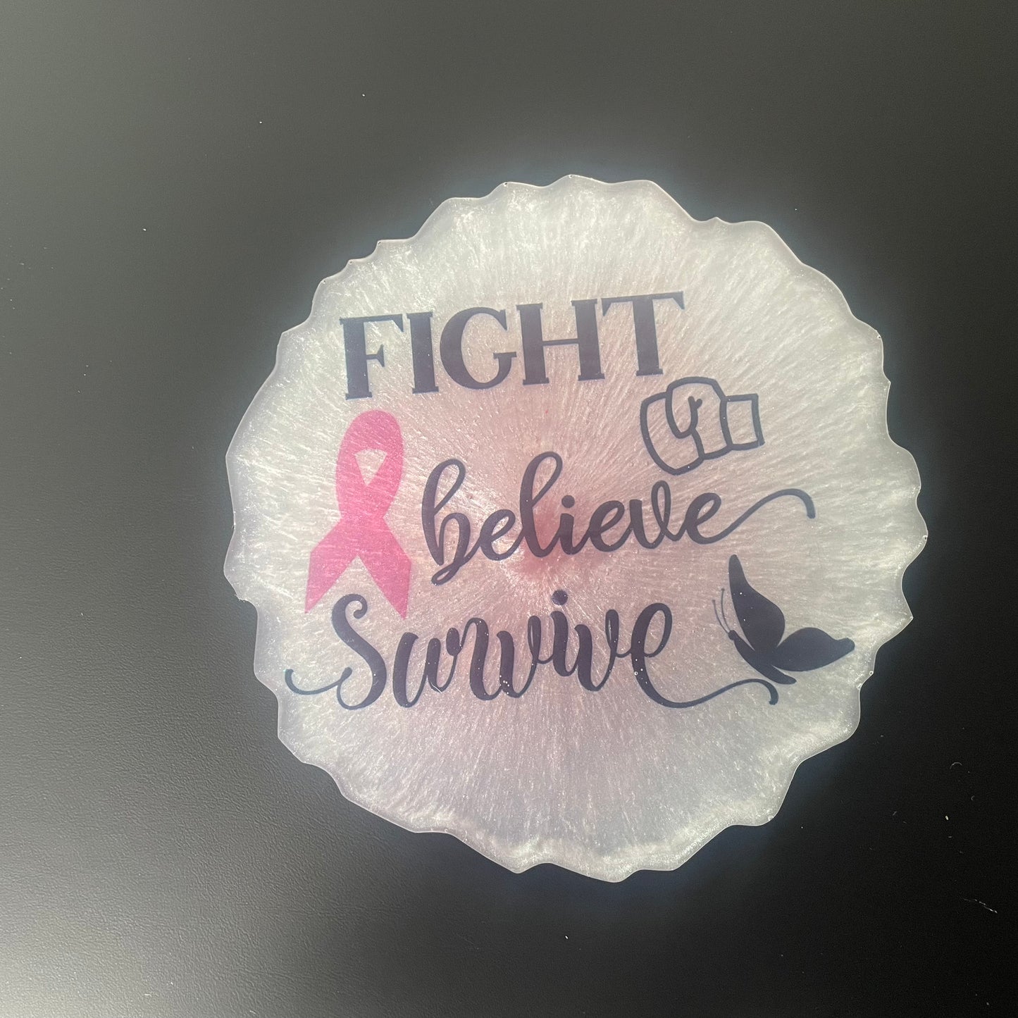 Breast Cancer Awareness Resin Coasters – Handcrafted Symbol of Strength and Hope