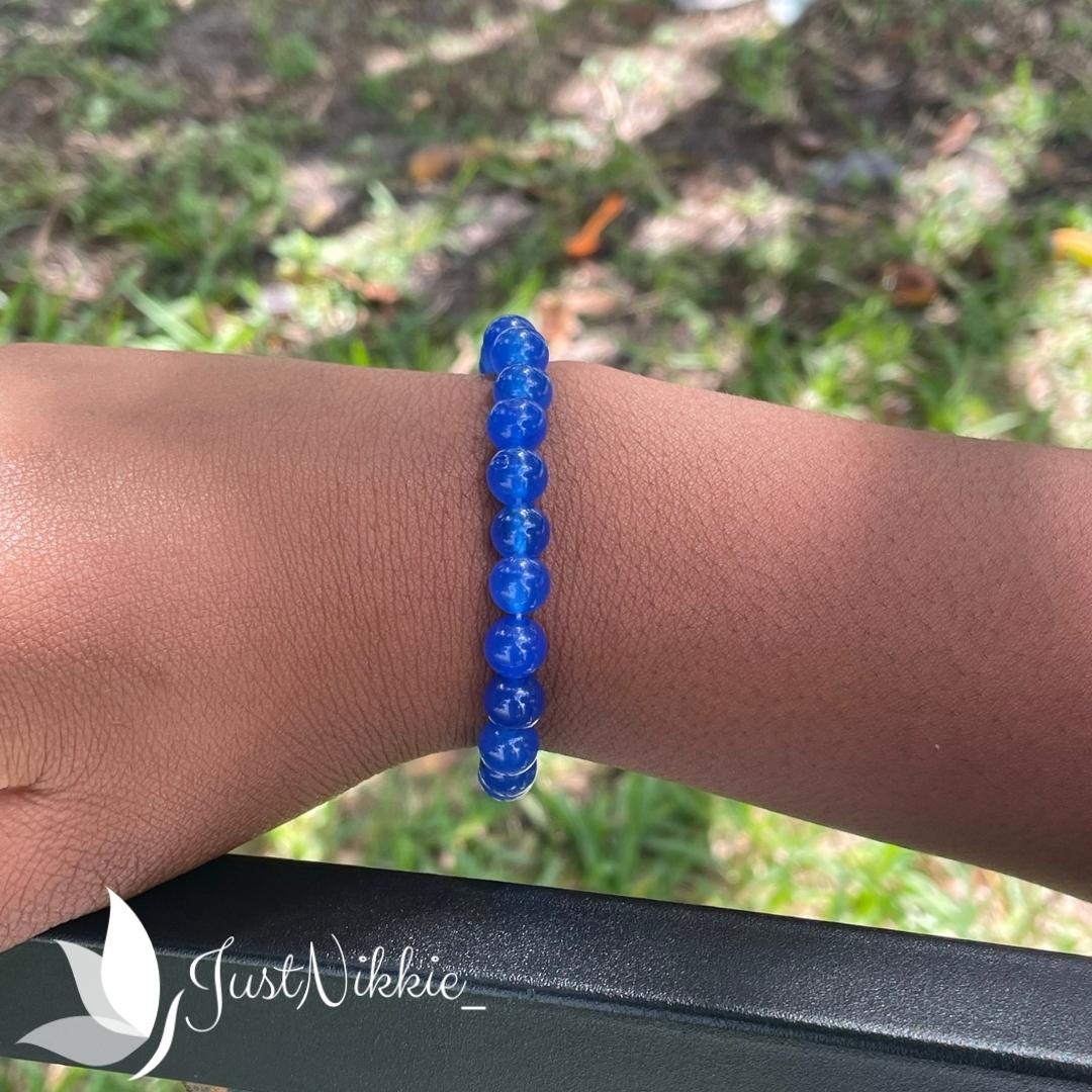 Oceanic Charm - Blue Jelly Glass Bead Bracelet