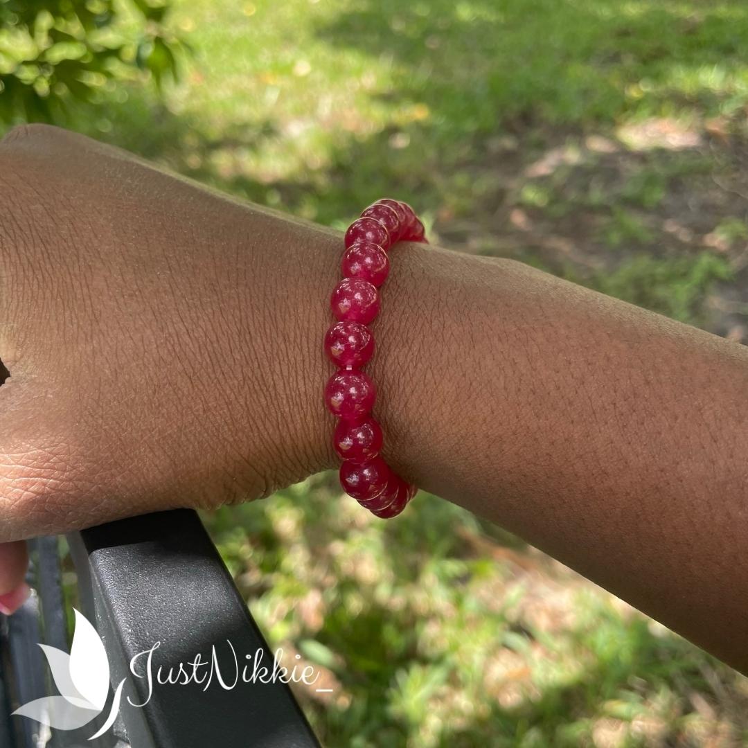 Red Ruby Candy Bracelet | Jelly Glass Beaded Bracelet