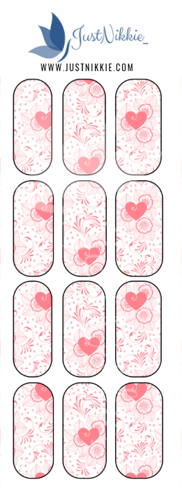 Floral Valentine Heart Nail Decal Sheet