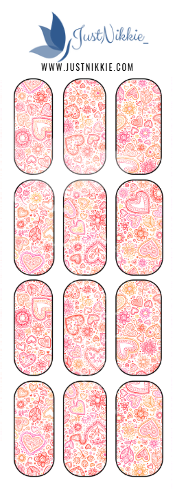 Valentine Paisley Love Nail Water Decal