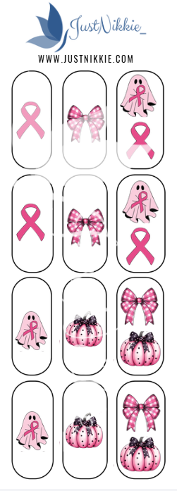 Pink Ribbon Nail Water Decals