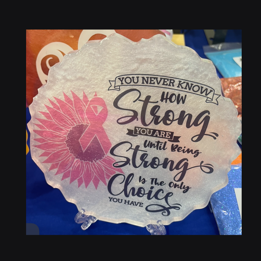Breast Cancer Awareness Resin Coasters – Handcrafted Symbol of Strength and Hope