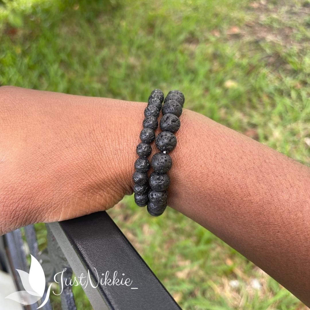 Grounded Strength Bracelet | Black Lava Stone Beaded Bracelet