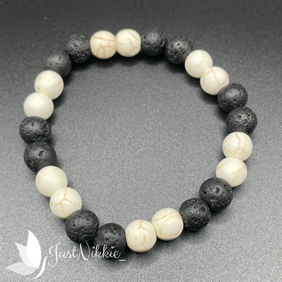 White Volcanic Bracelet | Lava Stone and White Howlite Beaded Bracelet
