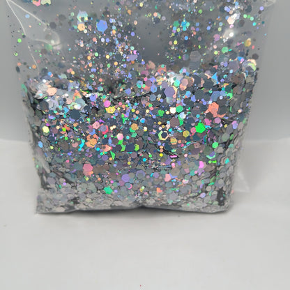 Silver Bell Holographic Glitter – Radiant Chunky Silver Glitter
