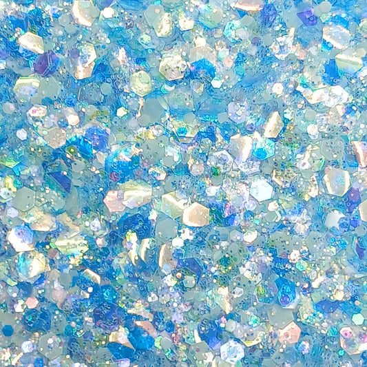 Baby Powder Blue Glow-in-the-Dark Glitter – Chunky Iridescent