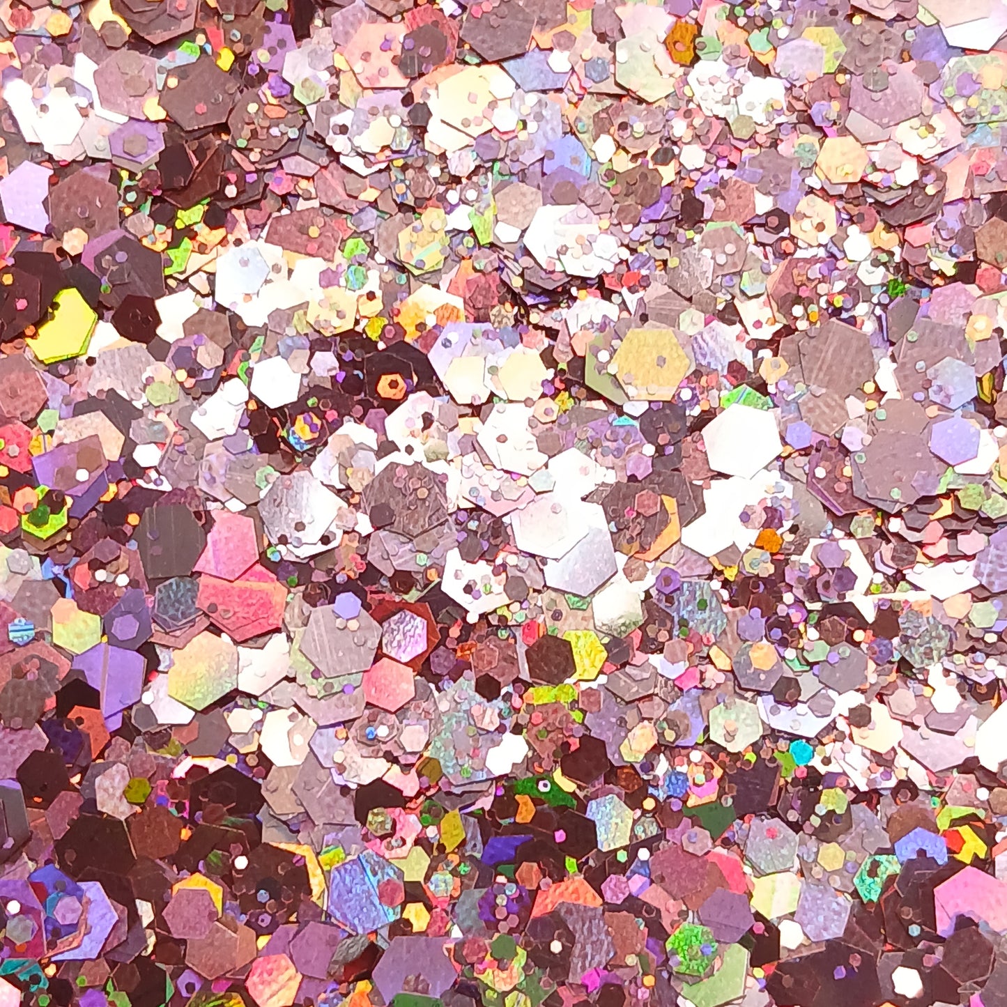 Ball Drop Light Pink and Bronze Holographic Chunky Glitter