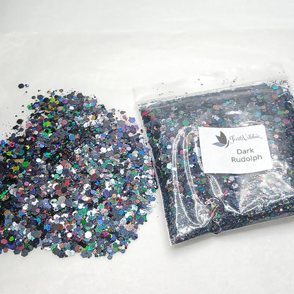 Dark Rudolph Holographic Black Chunky Glitter