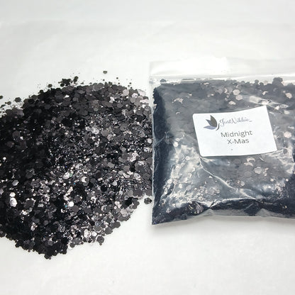 Midnight Christmas Black Metallic Glitter – Elegant Year-Round Sparkle