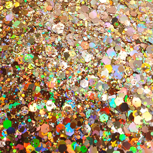 New Year Same Gold Holographic Glitter – Radiant Light Gold Chunky Glitter