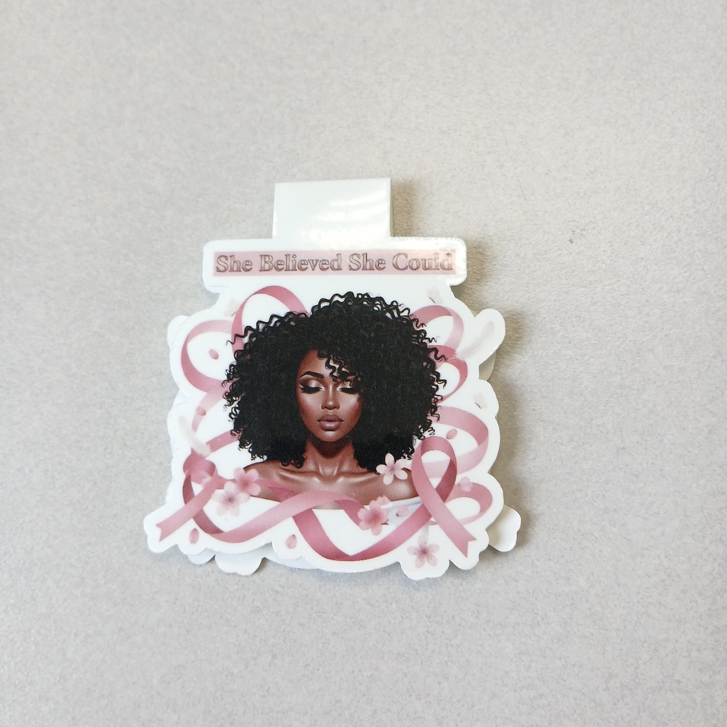 She Believed She Could” Magnetic Bookmark – Breast Cancer Awareness