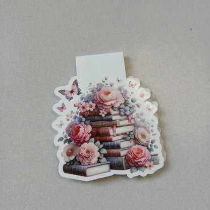 Floral Book Stack Magnetic Bookmark – Elegant Bookish Charm