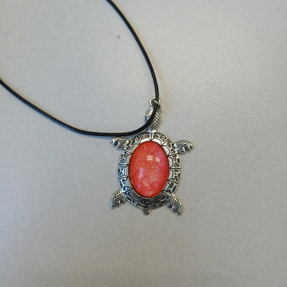 Red Coral Turtle Pendant & Earrings Set – Handmade Jewelry