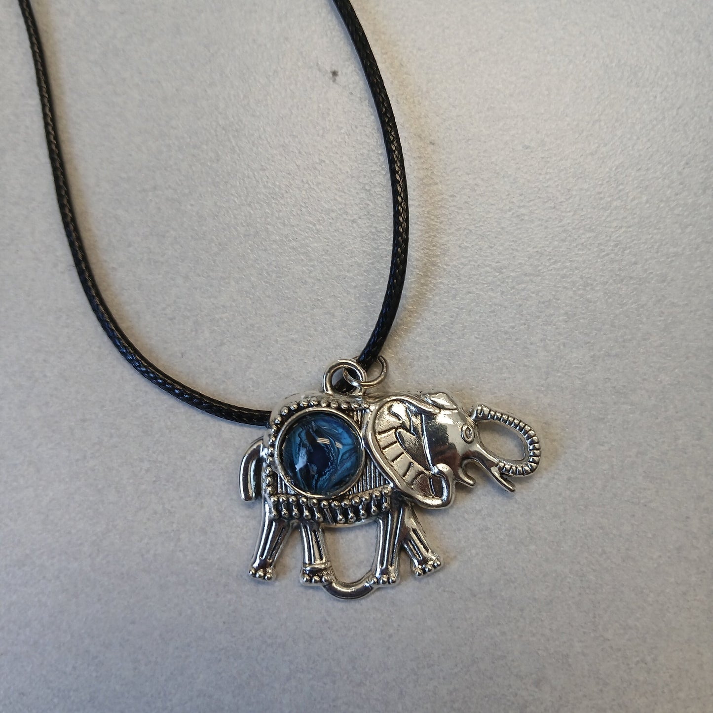 Blue Elephant Pendant & Earrings Set