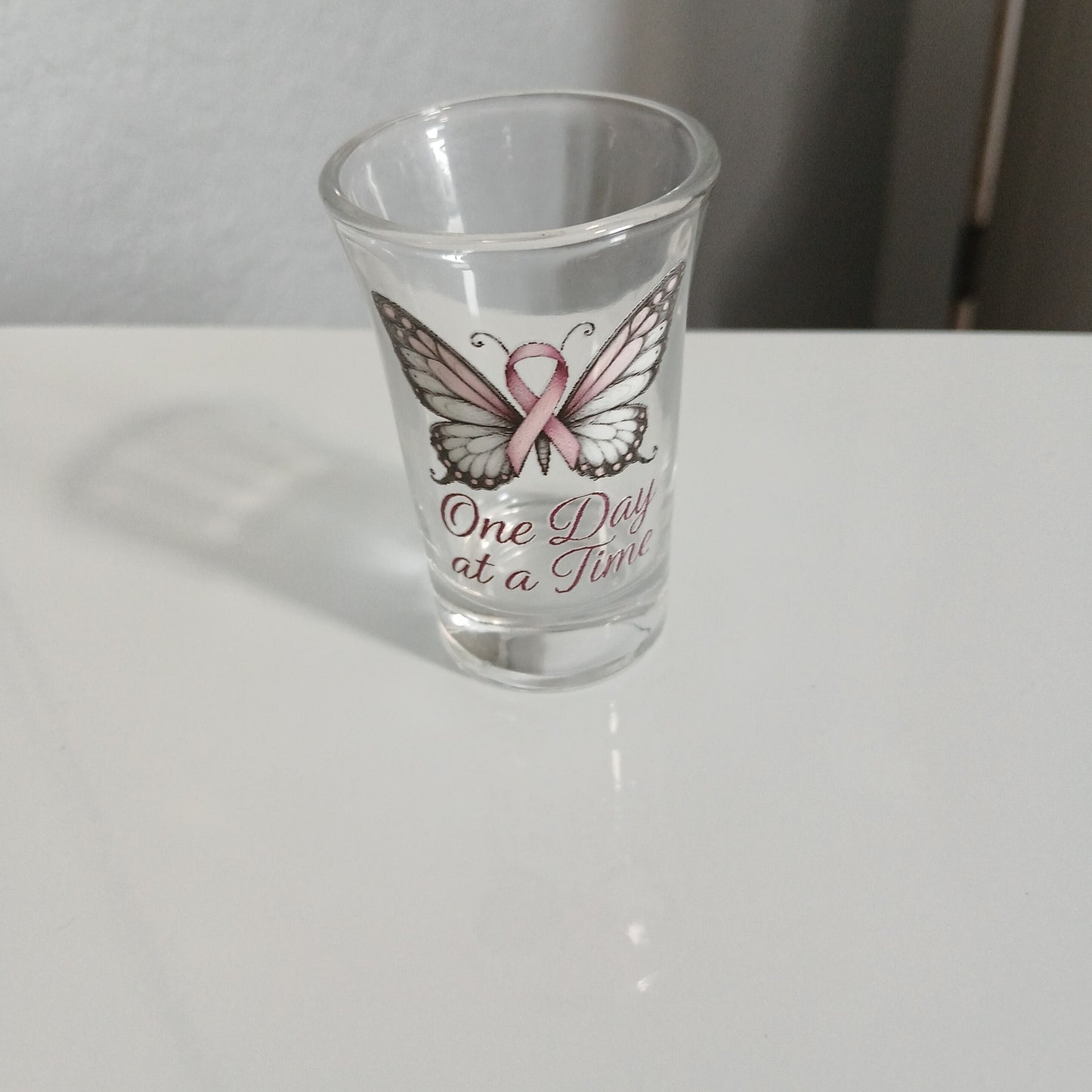One Day at a Time – Breast Cancer Awareness Shot Glass