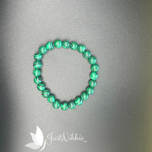 Verdant Wood Bracelet | Green Malachite Natural Stone Beaded Bracelet
