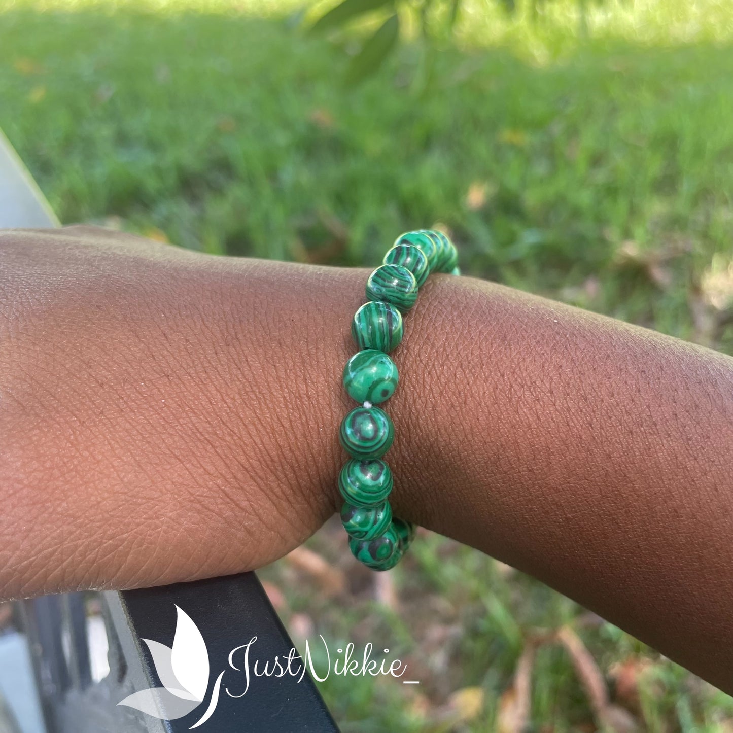 Verdant Wood Bracelet | Green Malachite Natural Stone Beaded Bracelet