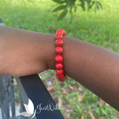 Crimson Vein Bracelet | Red and Black Beaded Stretch Bracelet