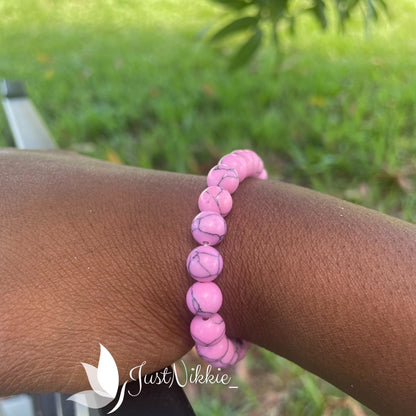 Pink Abyss Bracelet | Natural Pink Howlite Stone Beaded Bracelet