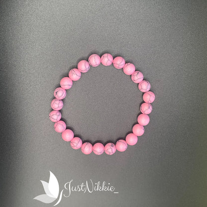 Pink Abyss Bracelet | Natural Pink Howlite Stone Beaded Bracelet