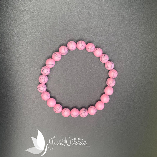 Pink Abyss Bracelet | Natural Pink Howlite Stone Beaded Bracelet