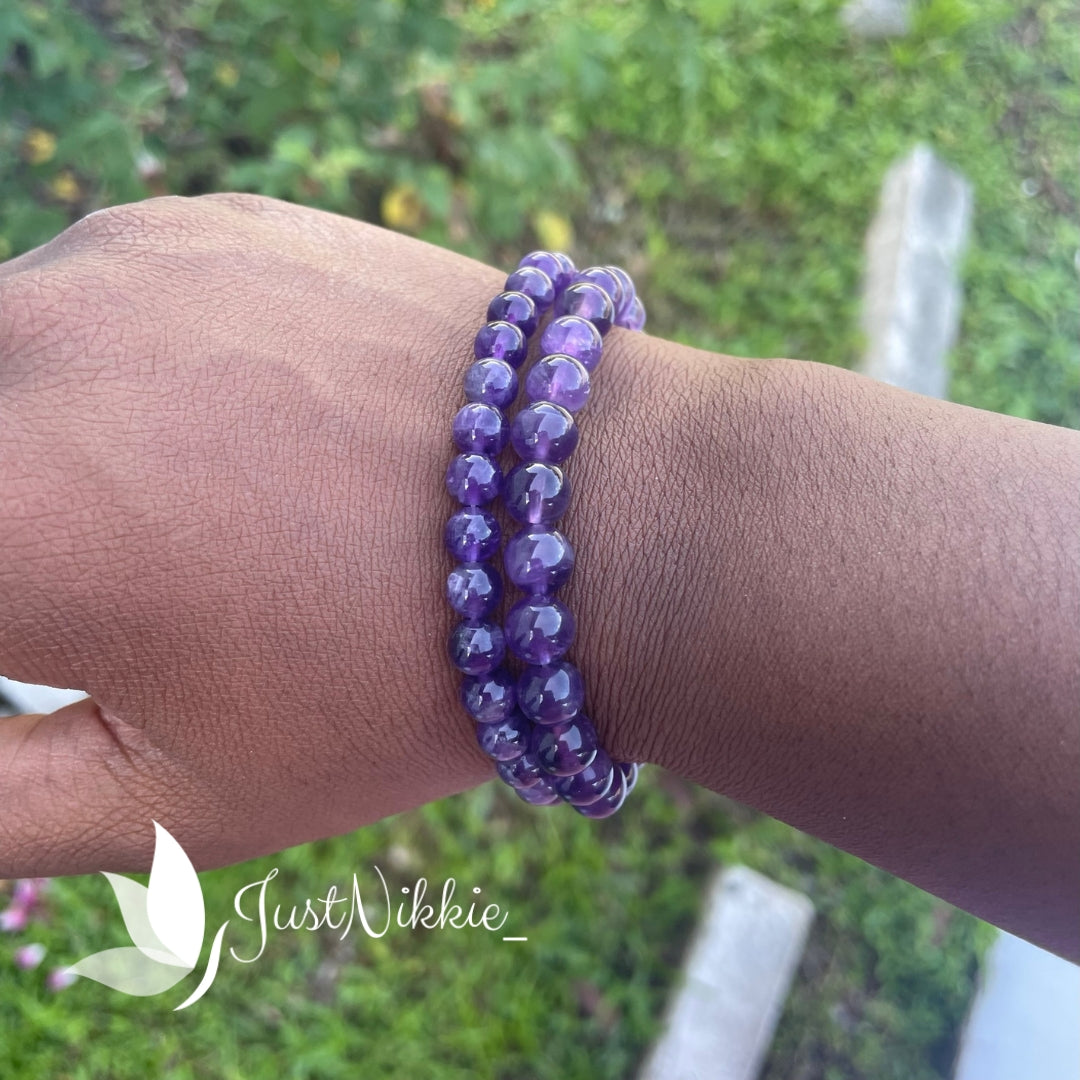 Amethyst Jelly Beads Bracelet | Purple Gemstone Beaded Bracelet