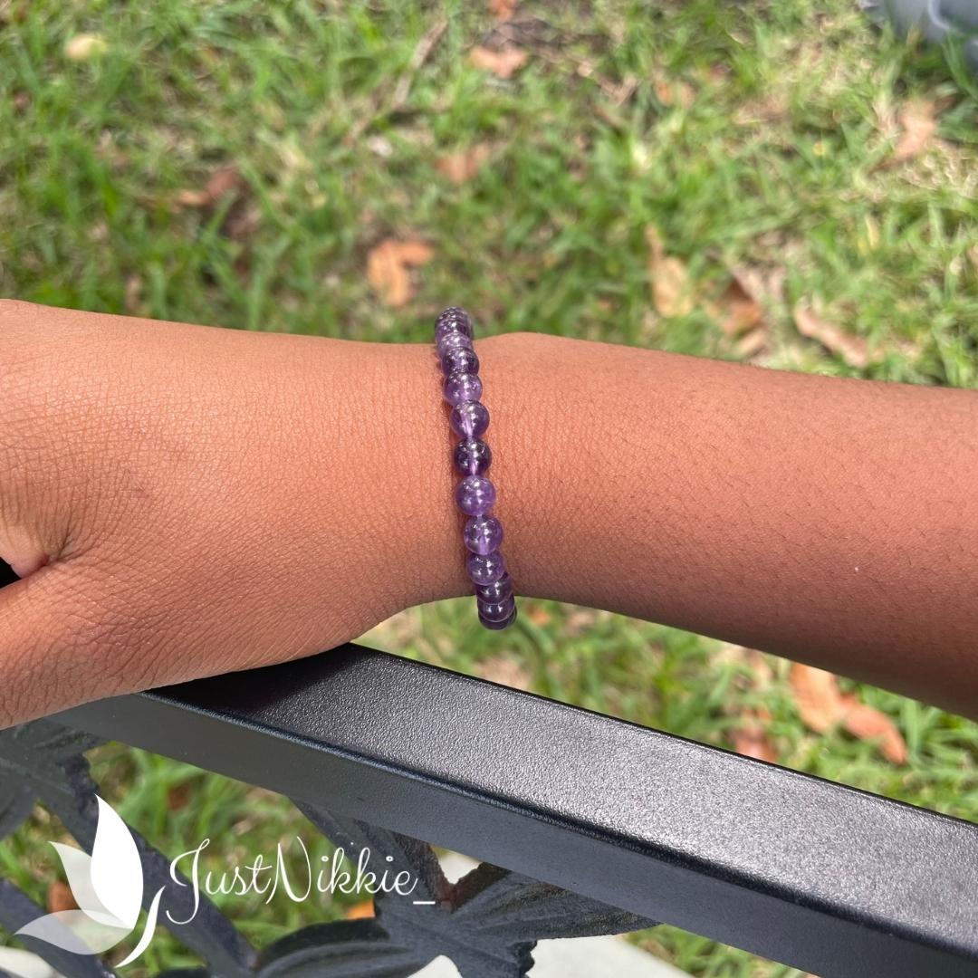 Amethyst Jelly Beads Bracelet | Purple Gemstone Beaded Bracelet