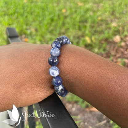 Azure Harmony Bracelet | Natural Blue Sodalite Beaded Bracelet