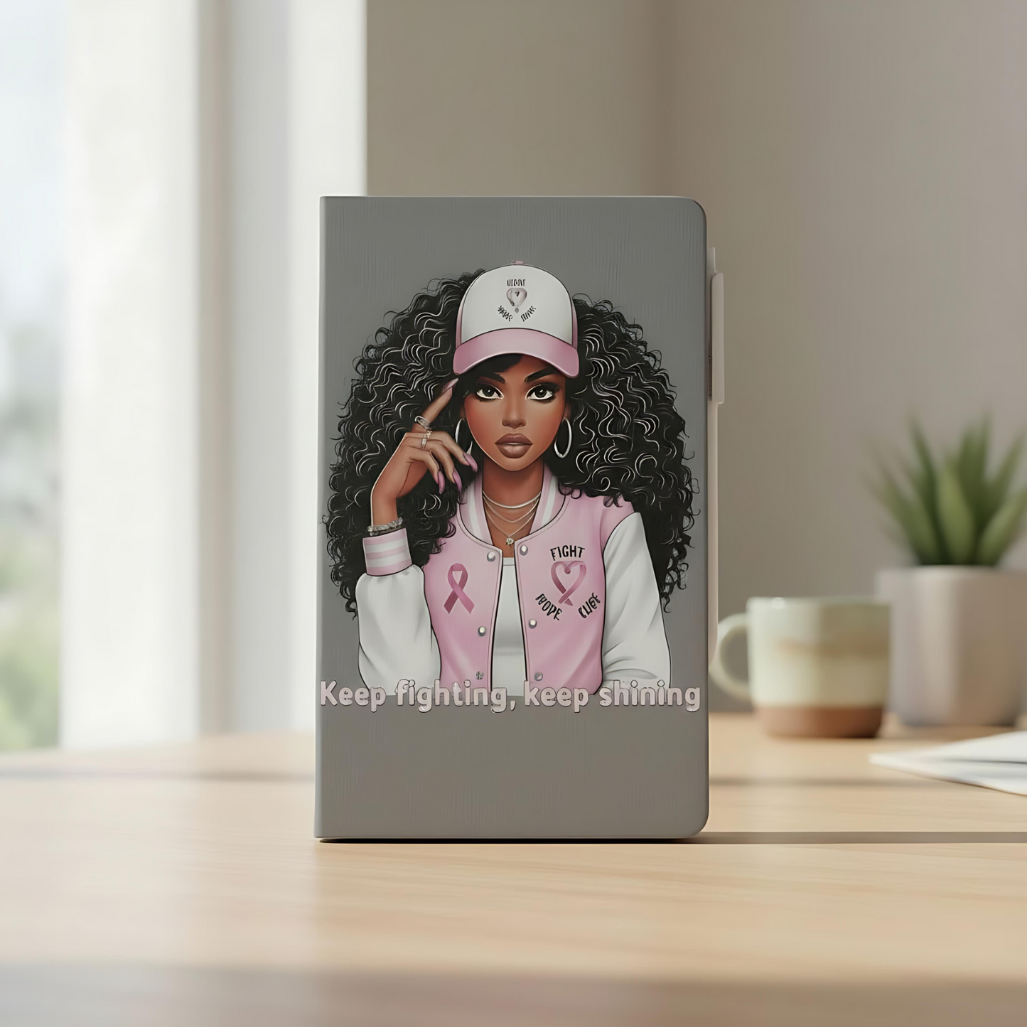 Breast Cancer Awareness A5 Notebook – Inspirational Ruled Journal with Pen Holder