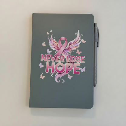 Breast Cancer Awareness A5 Notebook – Inspirational Ruled Journal with Pen Holder
