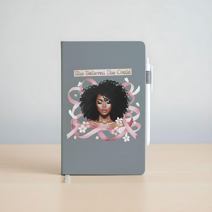 Breast Cancer Awareness A5 Notebook – Inspirational Ruled Journal with Pen Holder