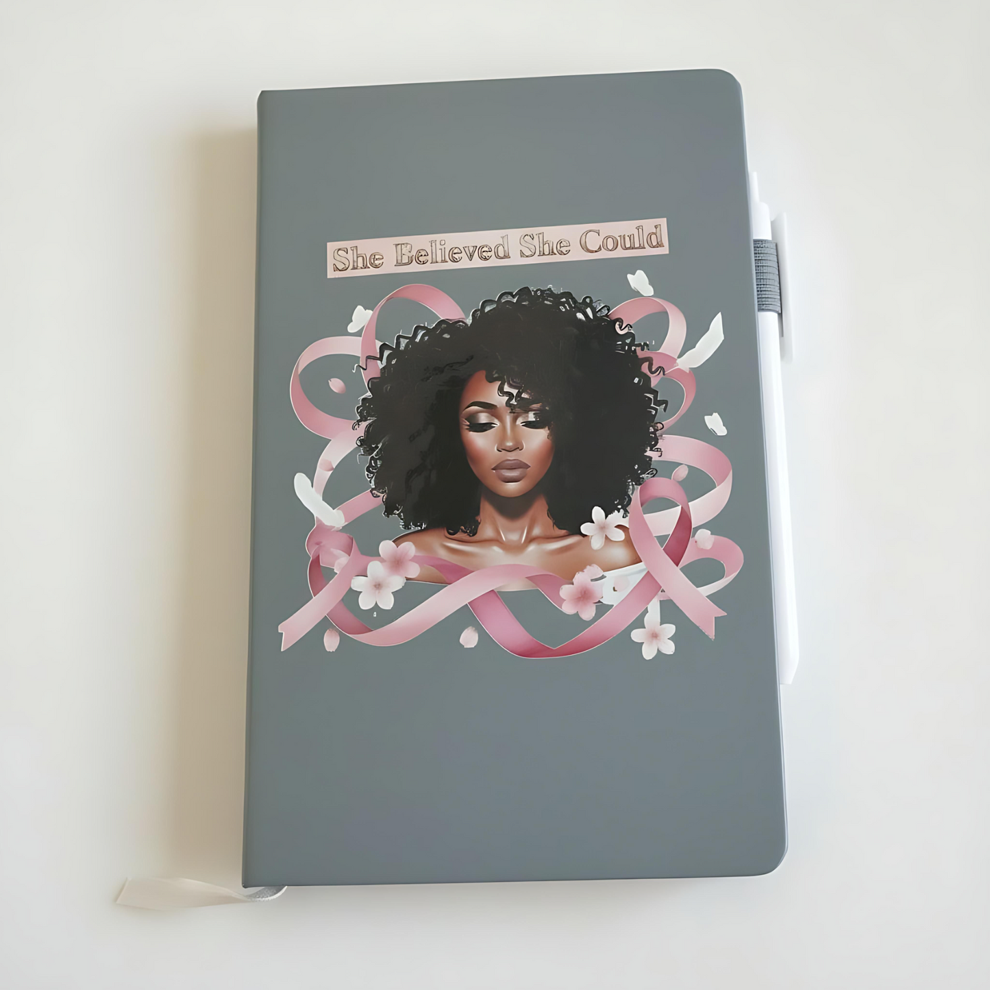 Breast Cancer Awareness A5 Notebook – Inspirational Ruled Journal with Pen Holder