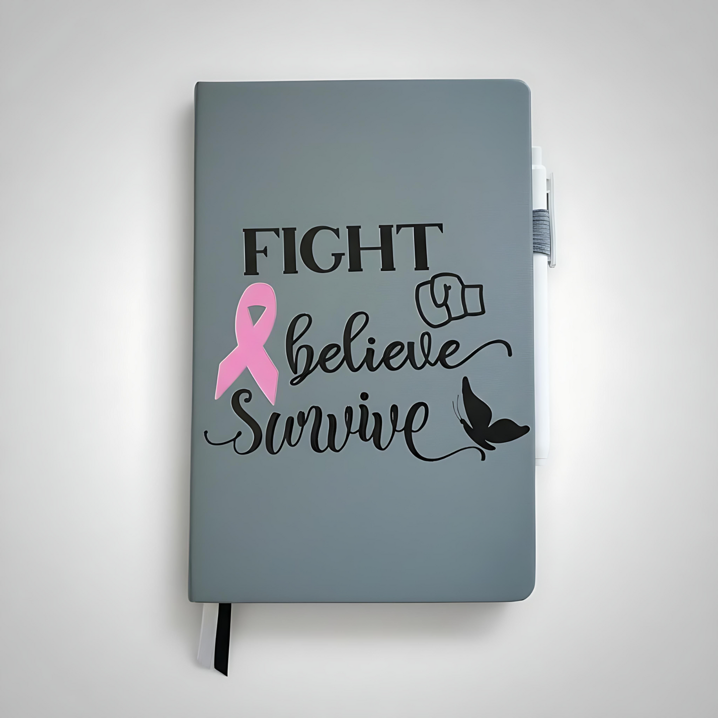 Breast Cancer Awareness A5 Notebook – Inspirational Ruled Journal with Pen Holder