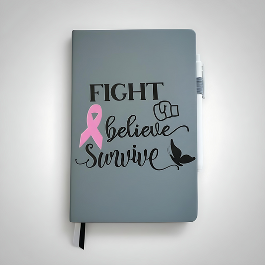 Breast Cancer Awareness A5 Notebook – Inspirational Ruled Journal with Pen Holder
