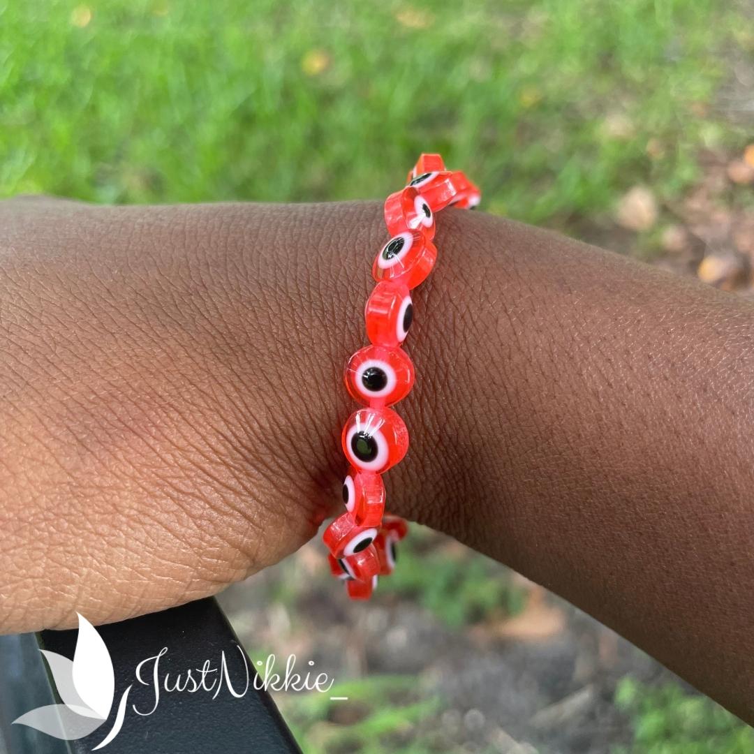 Evil Eye Bracelet Collection | Flat 8mm Beaded Protective Bracelet in Various Colors
