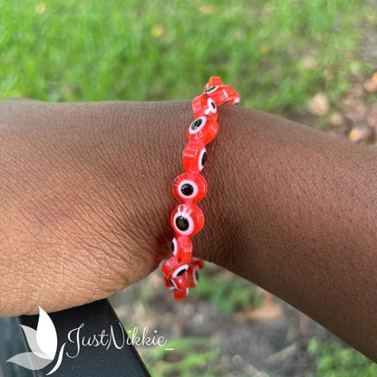 Evil Eye Bracelet Collection | Flat 8mm Beaded Protective Bracelet in Various Colors