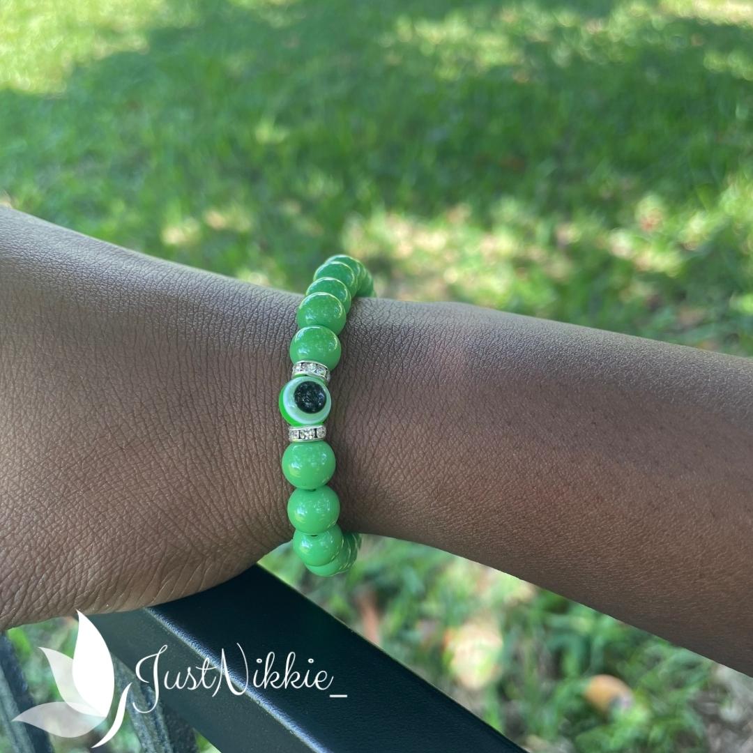 Evil Eye Bracelet Collection | 8mm Round Beaded Protective Bracelets in Various Colors