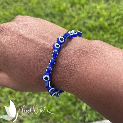 Evil Eye Bracelet Collection | Flat 8mm Beaded Protective Bracelet in Various Colors