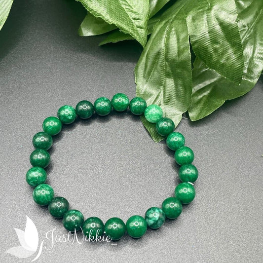 Forest Green Bracelet | Natural Jade Beaded Bracelet