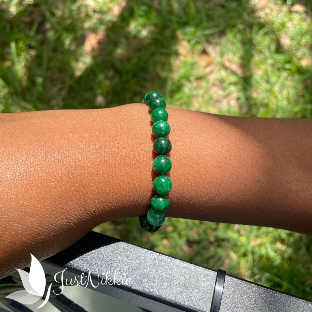 Forest Green Bracelet | Natural Jade Beaded Bracelet