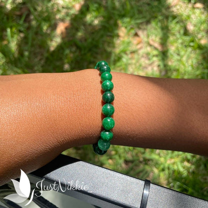 Forest Green Bracelet | Natural Jade Beaded Bracelet