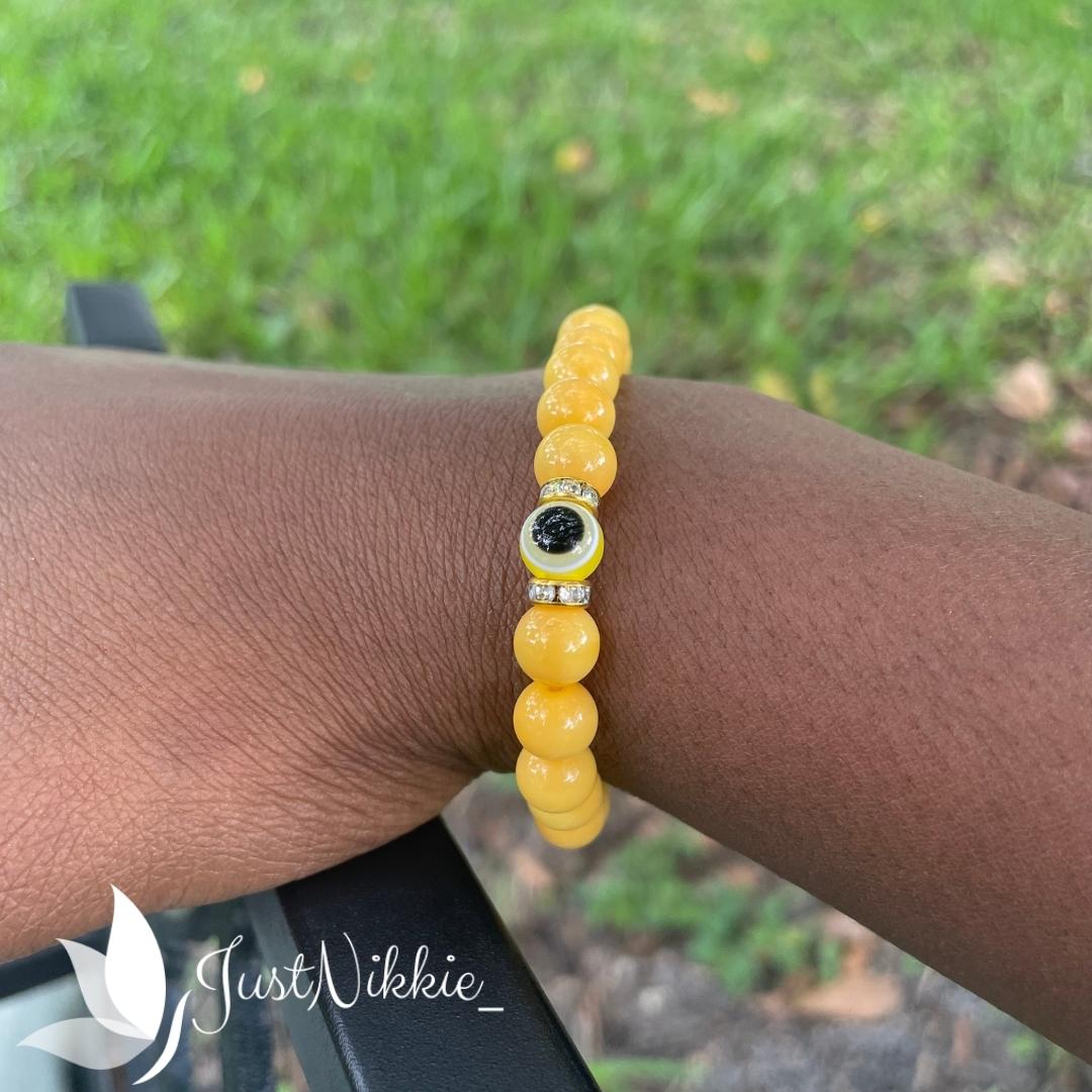 Evil Eye Bracelet Collection | 8mm Round Beaded Protective Bracelets in Various Colors