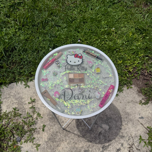 Custom Resin Side Table – Personalized Art Tabletop