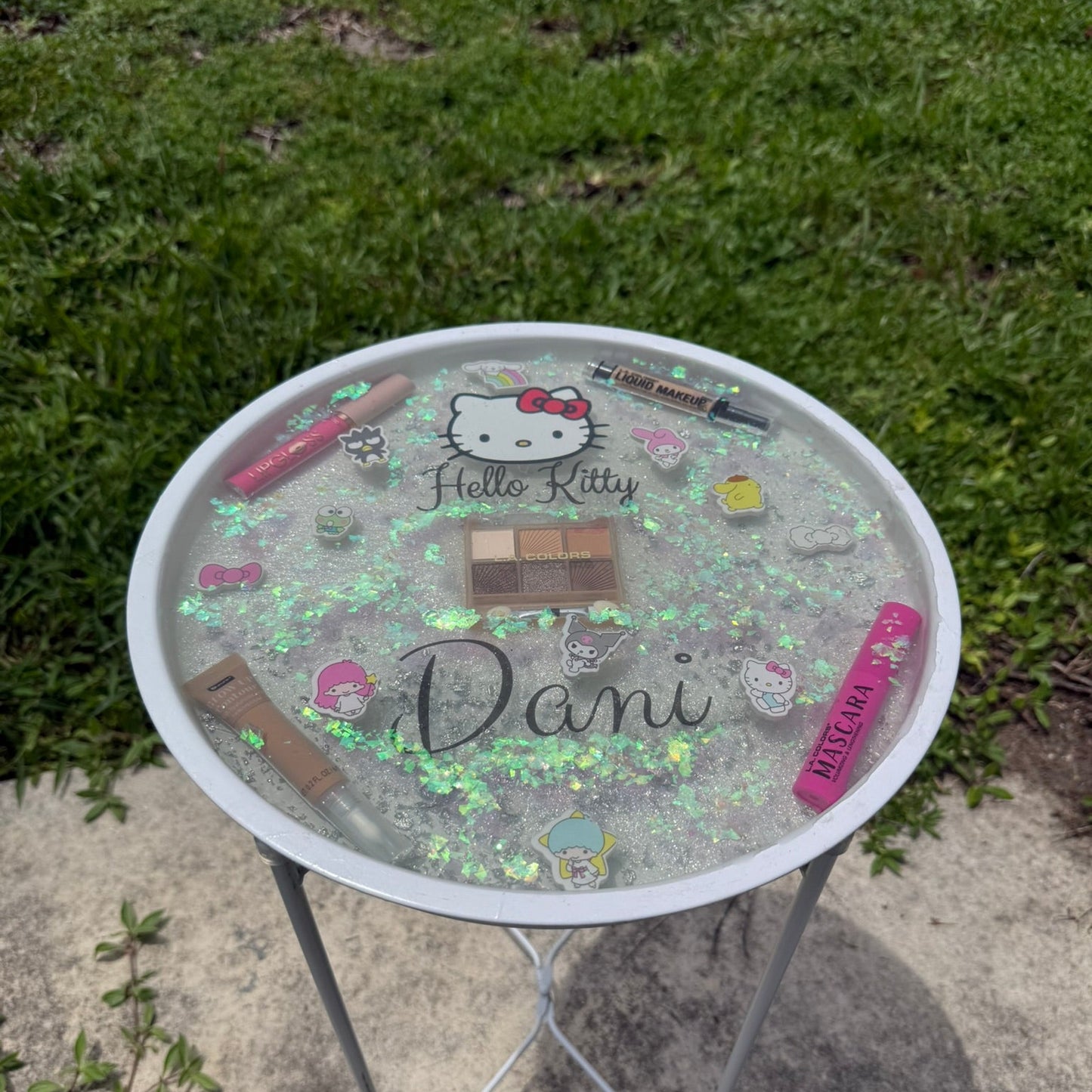 Custom Resin Side Table – Personalized Art Tabletop