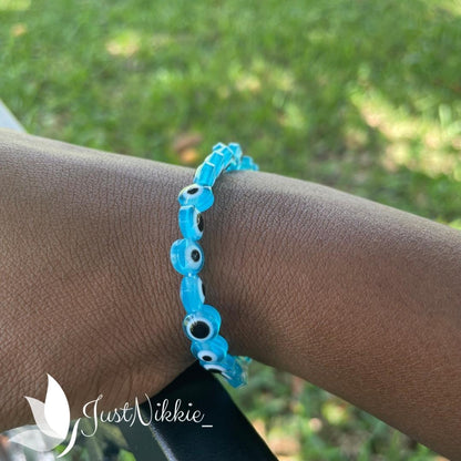 Evil Eye Bracelet Collection | Flat 8mm Beaded Protective Bracelet in Various Colors