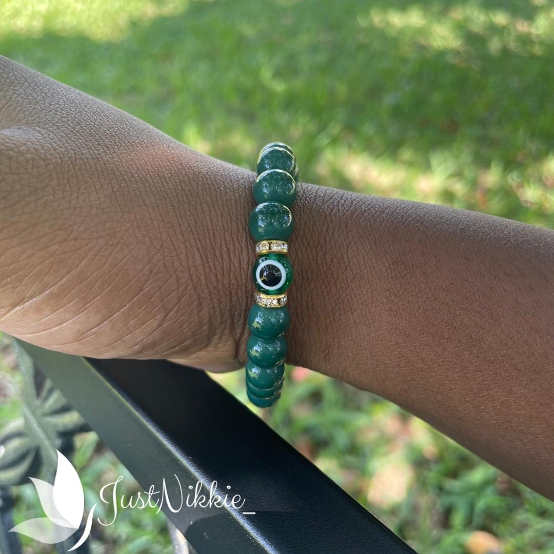 Evil Eye Bracelet Collection | 8mm Round Beaded Protective Bracelets in Various Colors
